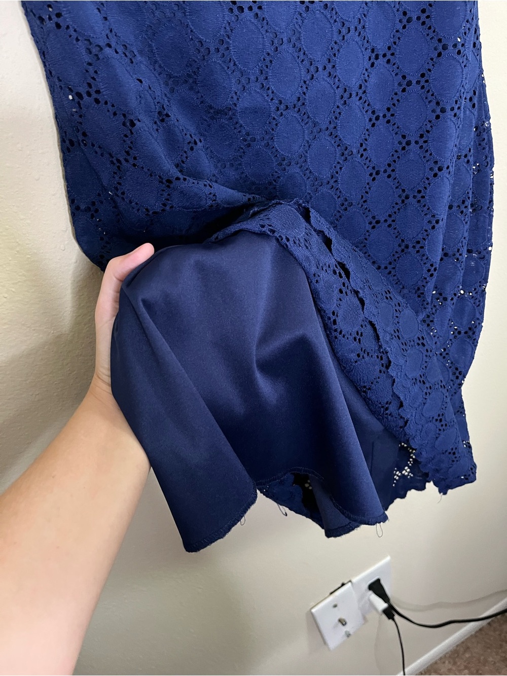 Connected Apparel Blue Eyelet Dress Size 8 - Picture 6 of 8